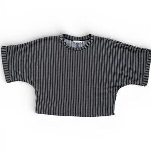 Lush Striped Knit Top Womens Medium Black White Excellent Dolman Sleeve Cropped